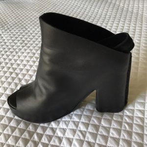 NWOT // Balenciaga Black Leather Peeptoe Booties